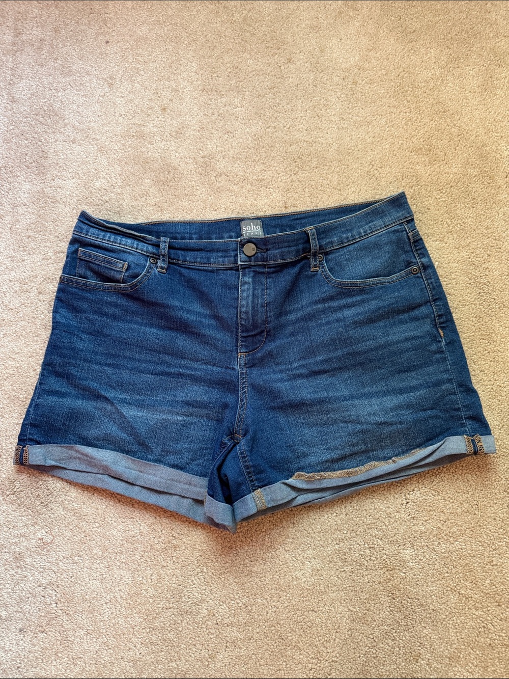 Soho Dark Blue Denim Cuffed Women's Shorts